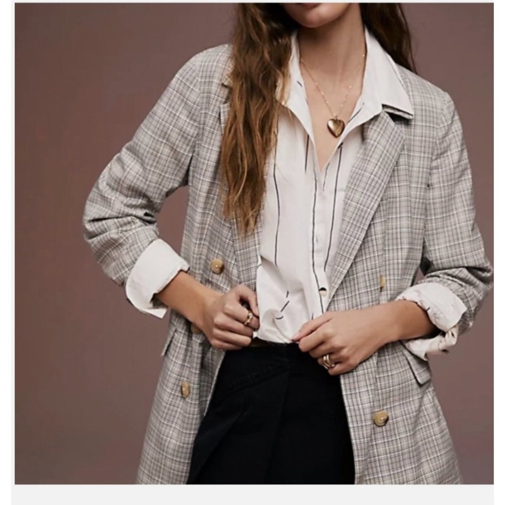 Free People Olivia Plaid Blazer XS | Oversized Preppy Boho Blazer